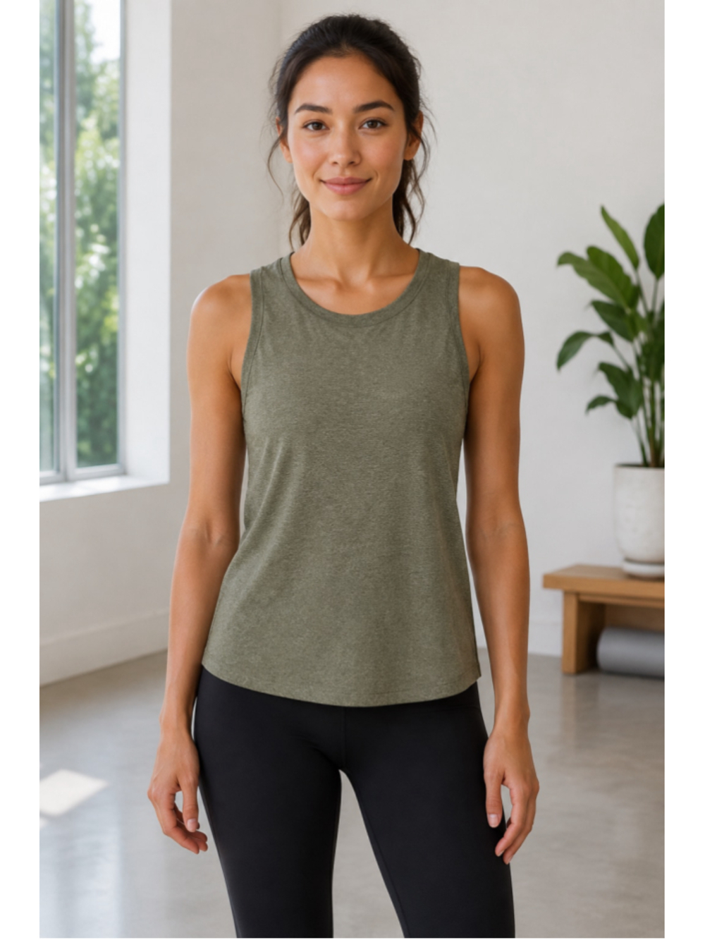 Athleta Women’s XS Heathered Olive Green Sleeveless Athletic Tank Top